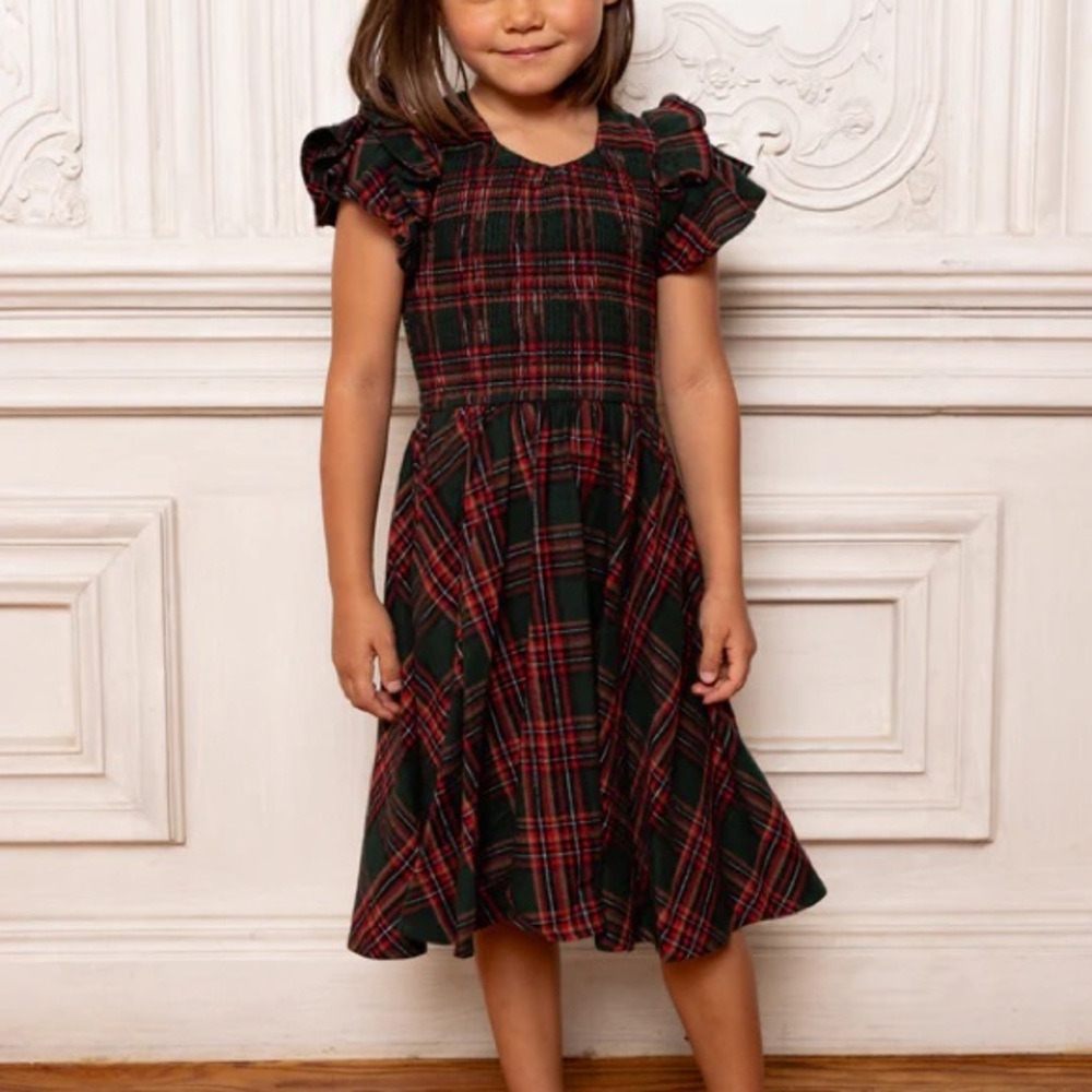 Ivy City Co Plaid Kids Dress in Red and Green